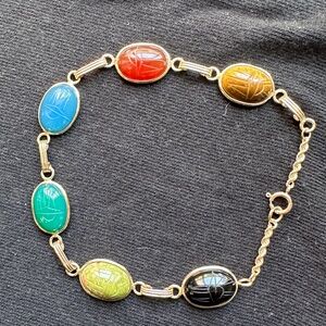 Vintage Scarab Beetle Bracelet in 10K Gold